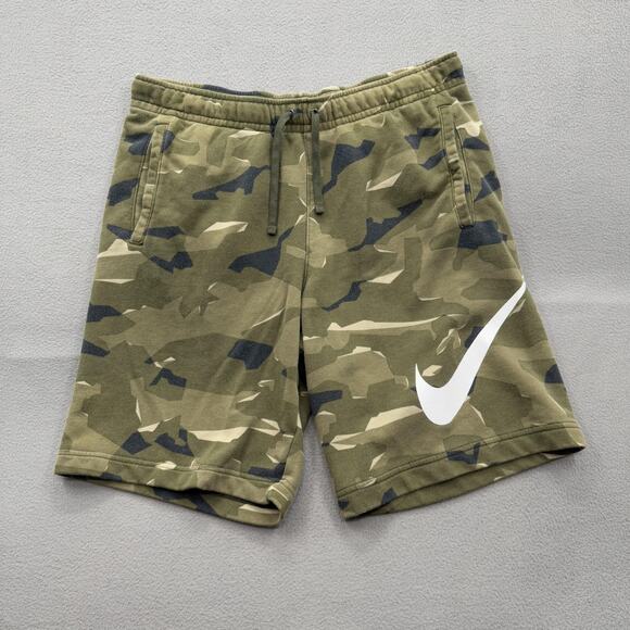 Nike Shorts Mens XL Green Camouflage Athletic Drawstring Cotton Polyester Swoosh - Picture 1 of 8